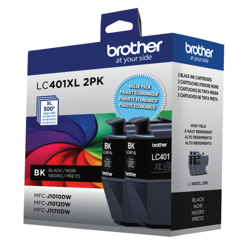 Brother Genuine LC401XL2PKS High-Yield Black Ink Cartridge 2-Pack
