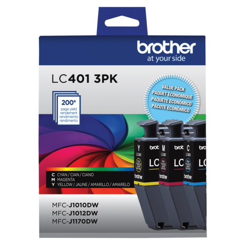 Brother Genuine LC4013PKS Standard-Yield Colour Ink Cartridge 3-Pack