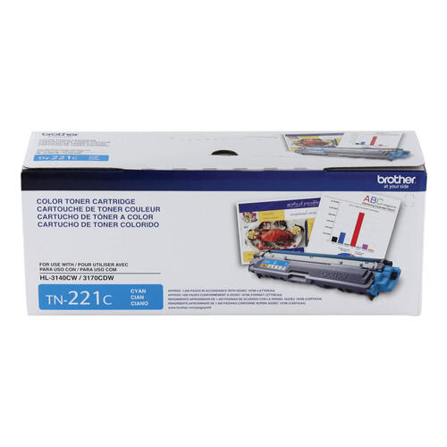 Brother TN221C Cyan Toner Cartridge, Standard Yield