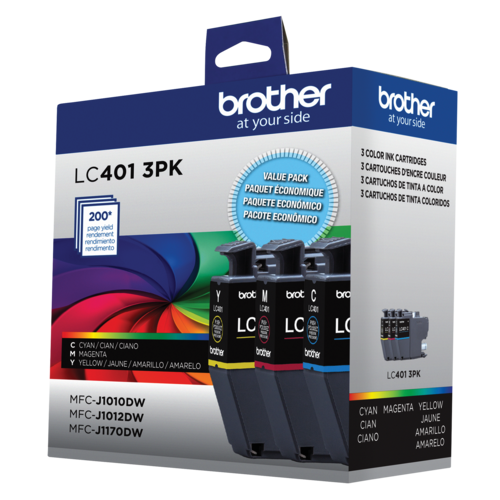 Brother Genuine LC4013PKS Standard-Yield Colour Ink Cartridge 3-Pack