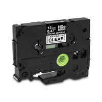 Brother HGES1315PK Black on Clear HGe 12 mm Tape with Extra Strength Adhesive, 8 m   5 Pack