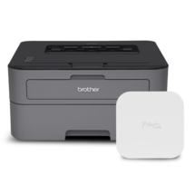Brother HL-L2320D Bundle with PT-P300BTAD P-touch CUBE Label Maker