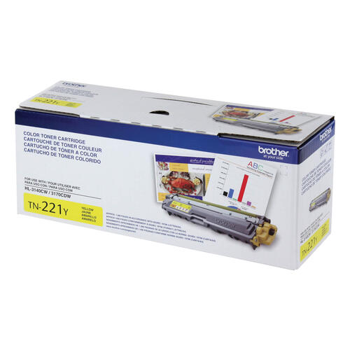 Brother TN221Y Yellow Toner Cartridge, Standard Yield