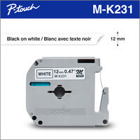 Brother Genuine MK231 Black on White Non-Laminated 12 mm Tape for P-touch label makers