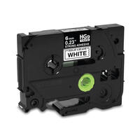 Brother HGES2115PK Black on White HGe 6 mm Tape with Extra Strength Adhesive, 8 m   5 Pack