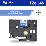 Brother Genuine TZe545 White on Blue Laminated Tape for P-touch Label Makers, 18 mm wide x 8 m long