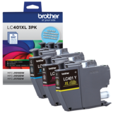 Brother Genuine LC401XL3PKS High-Yield Colour Ink Cartridge 3-Pack
