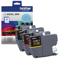 Brother Genuine LC401XL3PKS High-Yield Colour Ink Cartridge 3-Pack