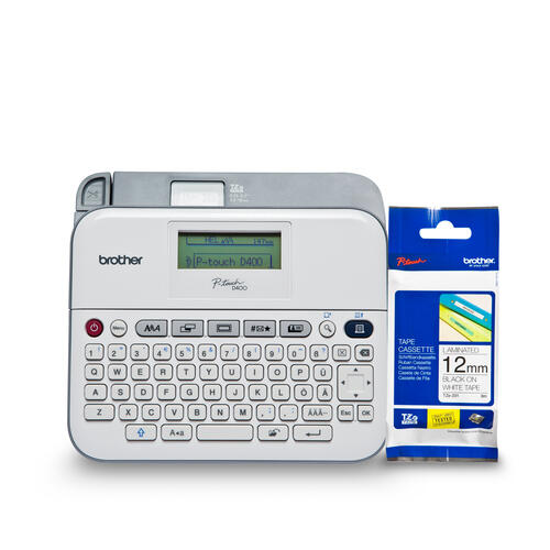 Brother R400TZE231BUND Refurbished PTD400AD P-touch Versatile Label Maker and TZE231 Laminated Black on White TZe Tape Bundle