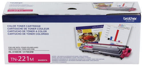 Brother TN221M Magenta Toner Cartridge, Standard Yield