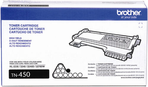 Brother TN450 Black Toner Cartridge, High Yield