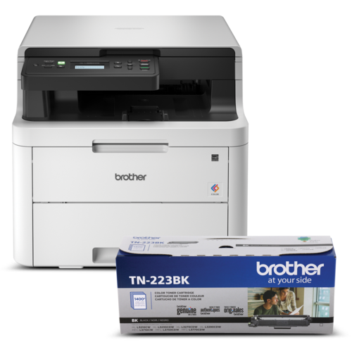 Ensemble Brother R3290TN223BUND Imprimante numérique couleur remise à neuf avec toner de départ et cartouche de toner laser noir à rendement standard TN223BK