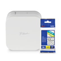 Ensemble Brother PT-P300BTAD Étiqueteuse P-touch CUBE avec ruban laminé Tze131 transparent avec texte noir