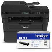 Ensemble Brother MFC-L2730DW Multifonction laser monochrome compact avec cartouche de toner laser noir à haut rendement TN760
