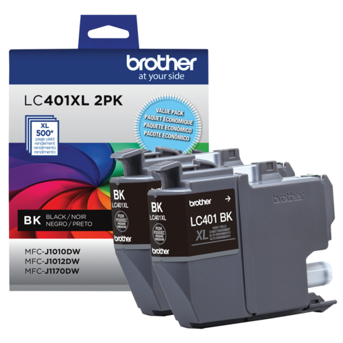 Brother LC401XL2PKS Ensemble de 2 cartouches d encre noire à haut rendement d origine