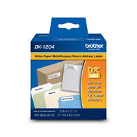 Brother DK1204 Multi-Purpose Paper Labels (400 Labels)   0.66" x 2.1" (17 mm x 54.3 mm)