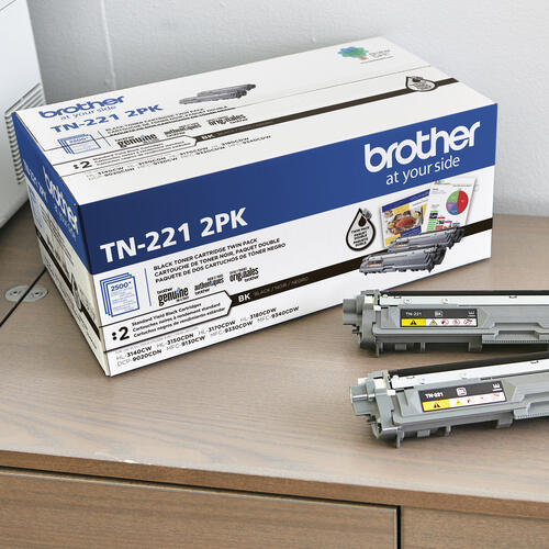 Brother TN221 Ensemble de 2 cartouches de toner noir authentiques à rendement standard
