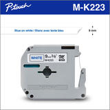 Ruban non laminé blanc avec texte bleu MK223 9 mm authentique de Brother pour étiqueteuses P-touch