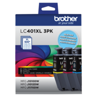 Brother authentiqueLC401XL3PKS Ensemble de 3 cartouches d encre de couleur à rendement standard