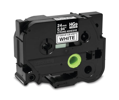 Brother HGES2515PK Ruban HGe blanc avec texte noir 24 mm avec adhésif très résistant 8 m - Ensemble de 5