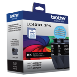 Brother LC401XL2PKS Ensemble de 2 cartouches d encre noire à haut rendement d origine