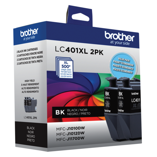 Brother LC401XL2PKS Ensemble de 2 cartouches d encre noire à haut rendement d origine