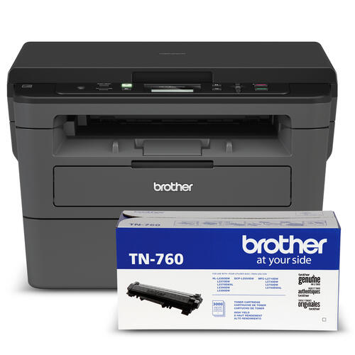 Ensemble Brother RHL-L2390DW Multifonction laser monochrome remis à neuf avec cartouche de toner noir à haut rendement TN760
