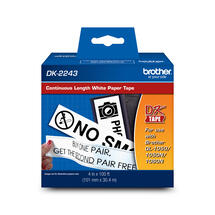 Brother DK2243 Black/White Continuous Length Paper Tape   4" x 100' (101 mm x 30.4 m)