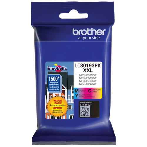Brother LC30193PKS Cartouches d'encre cyan, magenta et jaune Innobella , à très haut rendement