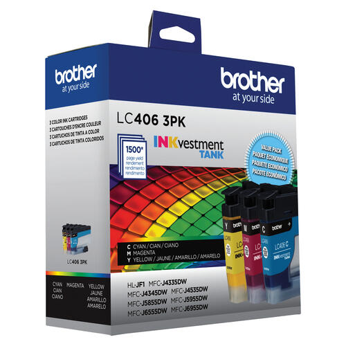 Brother LC4063PKS Ensemble de 3 cartouches d'encre couleur à rendement standard d origine