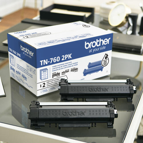 Brother TN760 Ensemble de 2 cartouches de toner noir authentiques à haut rendement