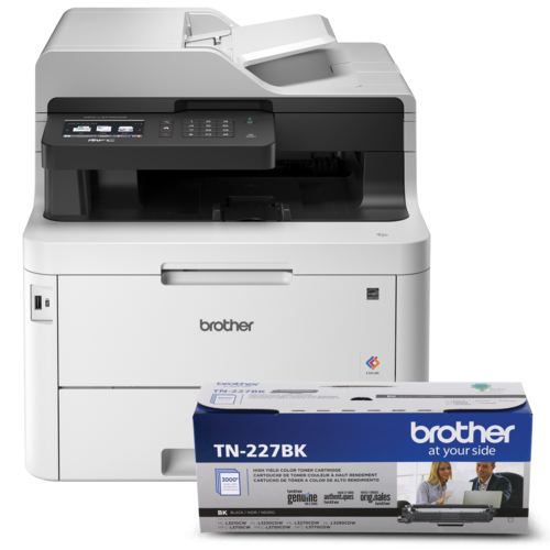 Ensemble Brother R3770TN227BUND Multifonction numérique couleur remis à neuf avec toner de départ et cartouche de toner laser noir à haut rendement TN227BK