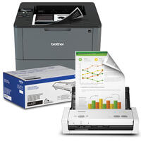 ENSEMBLE - Brother HL-L6200DW Imprimante laser monochrome d affaires, TN820 Cartouche de toner noir et ADS-1250W Scanner compact sans fil