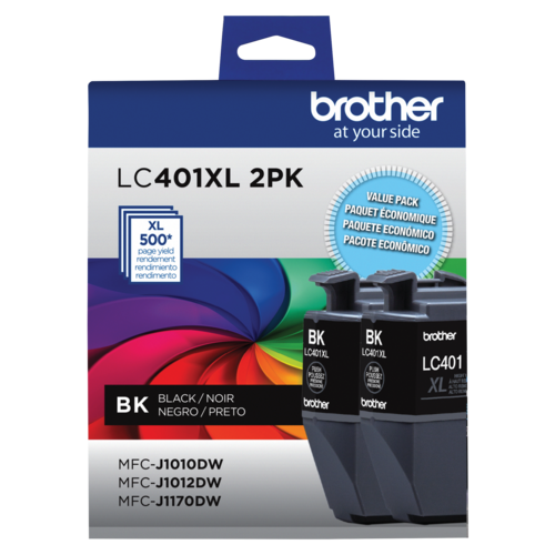Brother LC401XL2PKS Ensemble de 2 cartouches d encre noire à haut rendement d origine