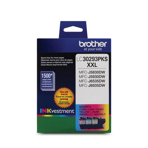 Brother LC30293PKS Cartouches d'encre cyan, magenta et jaune Innobella , à très haut rendement