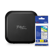 Ensemble Brother PT-P710BT Étiqueteuse P-touch CUBE Plus avec ruban laminé Tze131 transparent avec texte noir