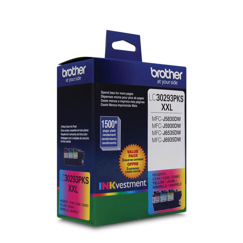 Brother LC30293PKS Cartouches d'encre cyan, magenta et jaune Innobella , à très haut rendement