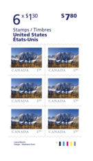 Terre de nos aïeux (2020) : Timbres au tarif des envois à destination des États-Unis (1,30 $)  - carnet de 6