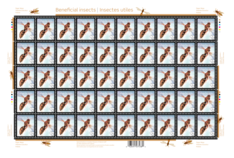 Insectes utiles: Timbres courants de faible valeur nominale (4 ¢) - feuillet de 50