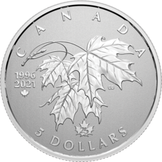 Pièce de 5 $ en argent pur - Grands moments : 25<sup>e</sup> anniversaire de l'emblème arboricole du Canada (2021)