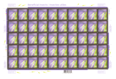 Insectes utiles: Timbres courants de faible valeur nominale (3 ¢) - feuillet de 50