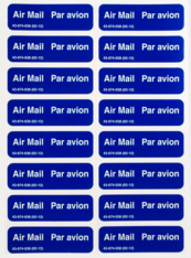 Autocollants « Par avion » - feuille de 20 autocollants