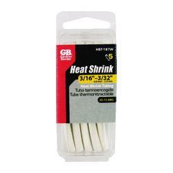 Gardner Bender 3/16 in. D Heat Shrink Tubing White 5 pk