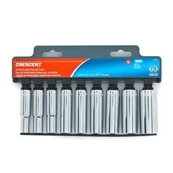 Crescent Assorted Sizes S X 3/8 in. drive S Metric 6 Point Deep Deep Well Socket Set 9 pc