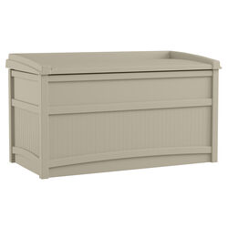 Suncast 41 in. W X 21 in. D Beige Plastic Deck Box with Seat 50 gal