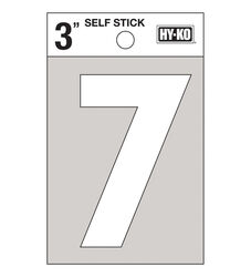 Hy-Ko 3 in. White Vinyl Self-Adhesive Number 7 1 pc