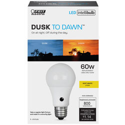 Feit Electric acre Intellibulb A19 E26 (Medium) LED Dusk to Dawn Bulb Natural Light 60 Watt Equivale