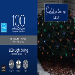 Celebrations Basic LED Mini Multicolored 100 ct Net Christmas Lights 6 ft.
