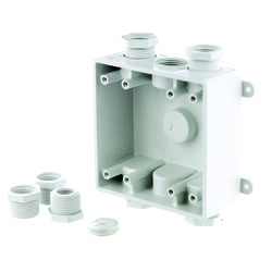 Taymac 4.63 in. Square Plastic 2 gang Outlet Box White