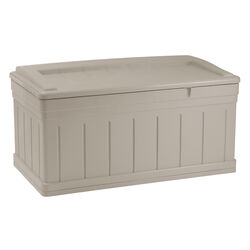 Suncast 53 in. W X 29 in. D Beige Plastic Deck Box with Seat 129 gal